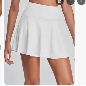 Baleaf white high waisted  tennis skort with spandex shorts